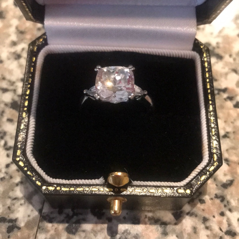 4 carat CZ Ring w/begets Sterling Silver